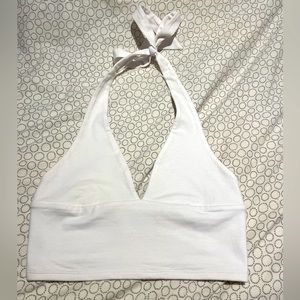 White Cropped Halter Top